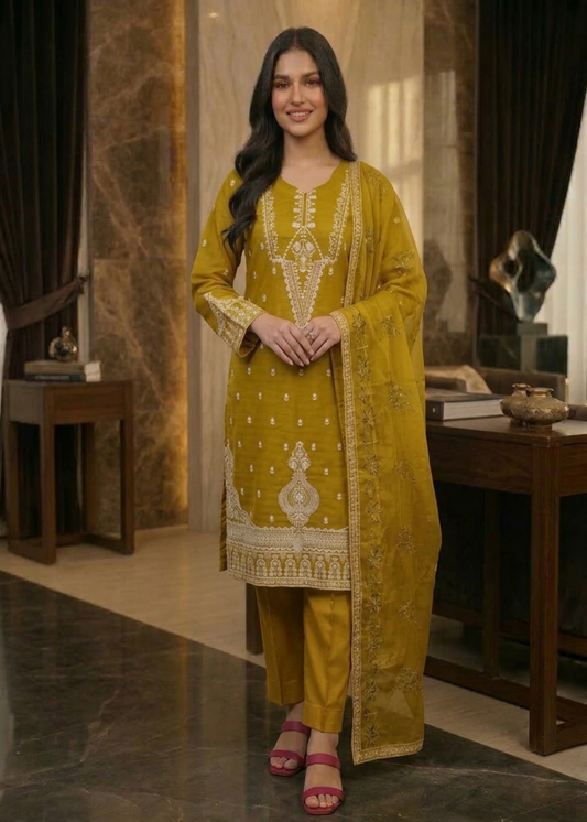 Premium Quality Embroidered Olive Blossom lawn Suit on 20% Discount