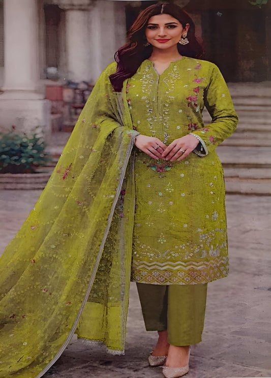 Olive Green Suit (3PC Stitched)